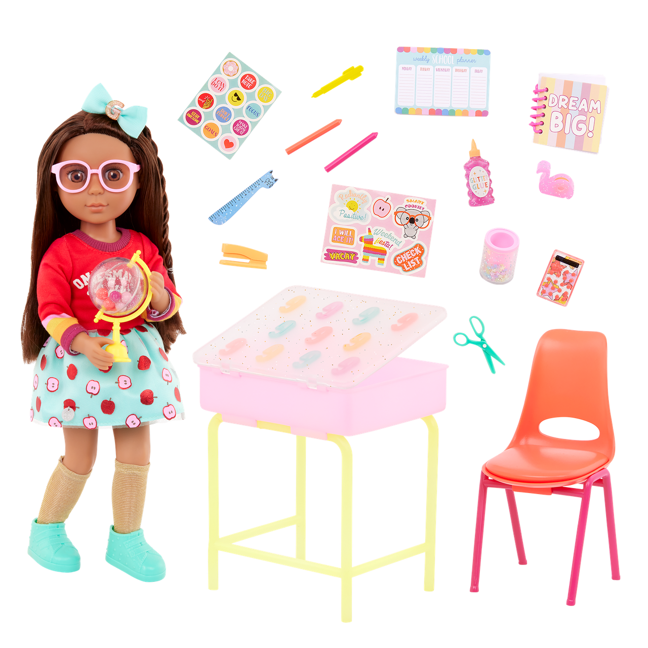Набор с куклой Glitter Girls Alessa School Desk Playset Posable Desk Chair School 14" (2453896231) - фото 2