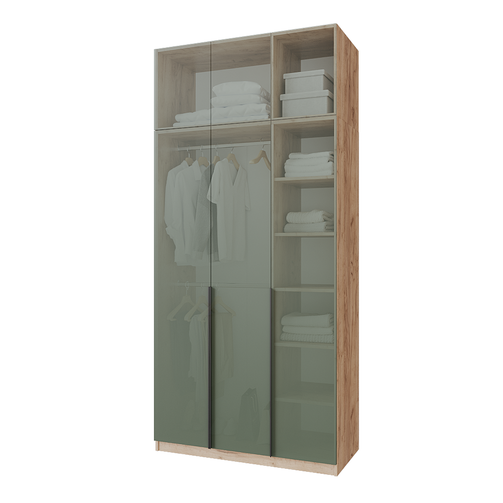 Шкаф распашной с антресолью Меблітренд Чиназес Чиа-1200.4 1200х500х2450 мм Дуб крафт золотой/Зеленый дымчатый (26841584) - фото 3 Шкаф распашной с антресолью Меблітренд Чиназес Чиа-1200.4 1200х500х2450 мм Дуб крафт золотой/Зеленый дымчатый (26841584) - фото 3