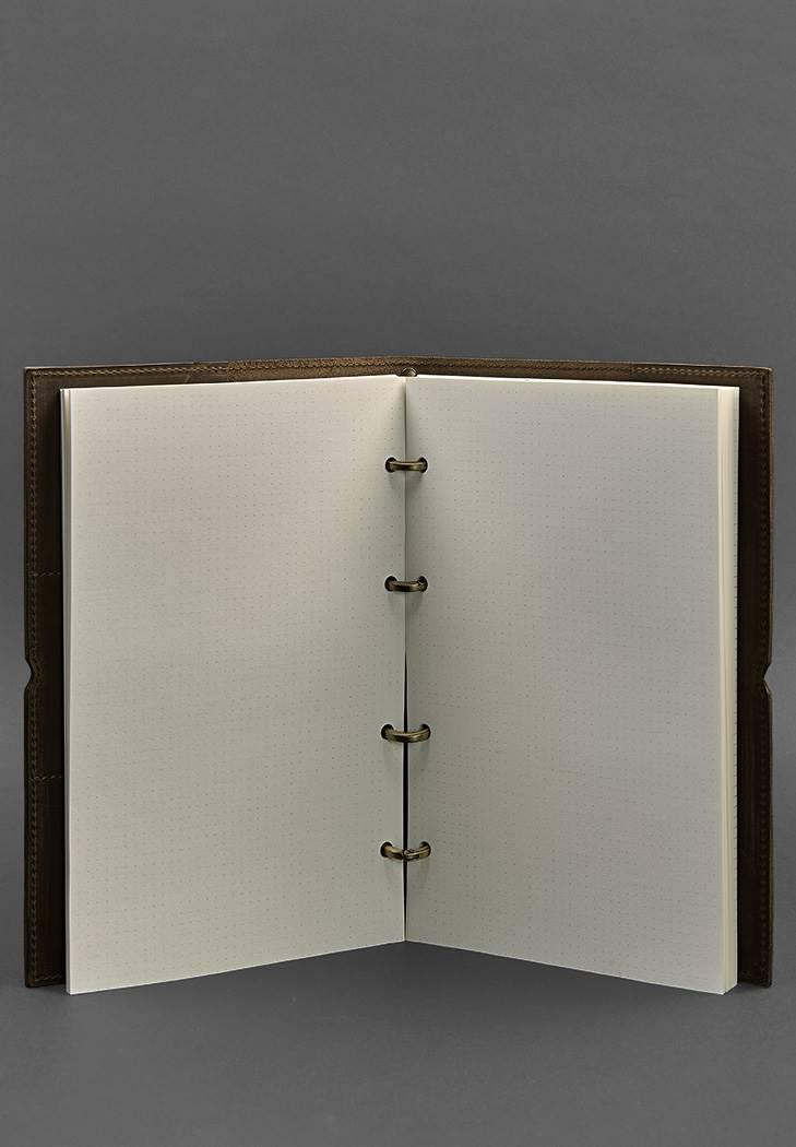 Блокнот кожаный Софт-бук 9.0 Crazy Horse А4 на кольцах в мягкой обложке Темно-коричневый (A-027503) - фото 4