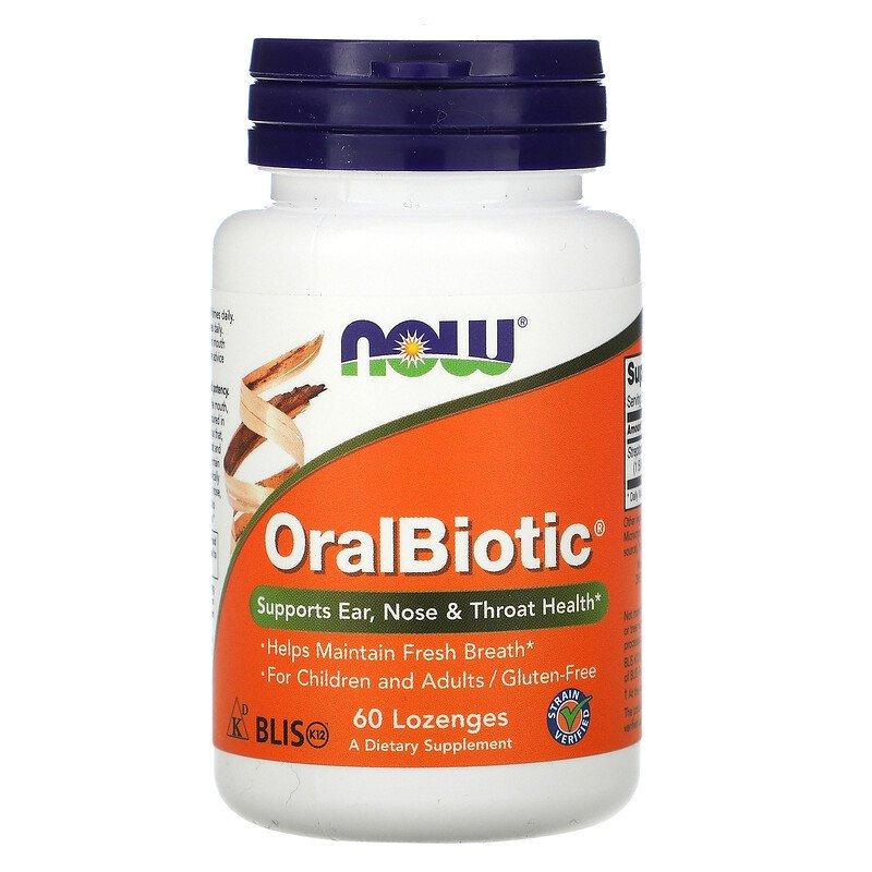 Поддержка здоровья ЛОР-органов OralBiotic Now Foods 60 пастилок