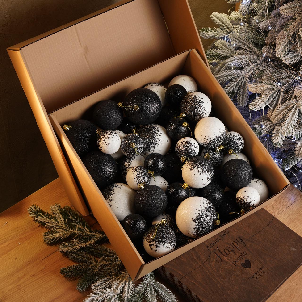 Набор новогодних шаров Битое стекло 40 шт. Черный