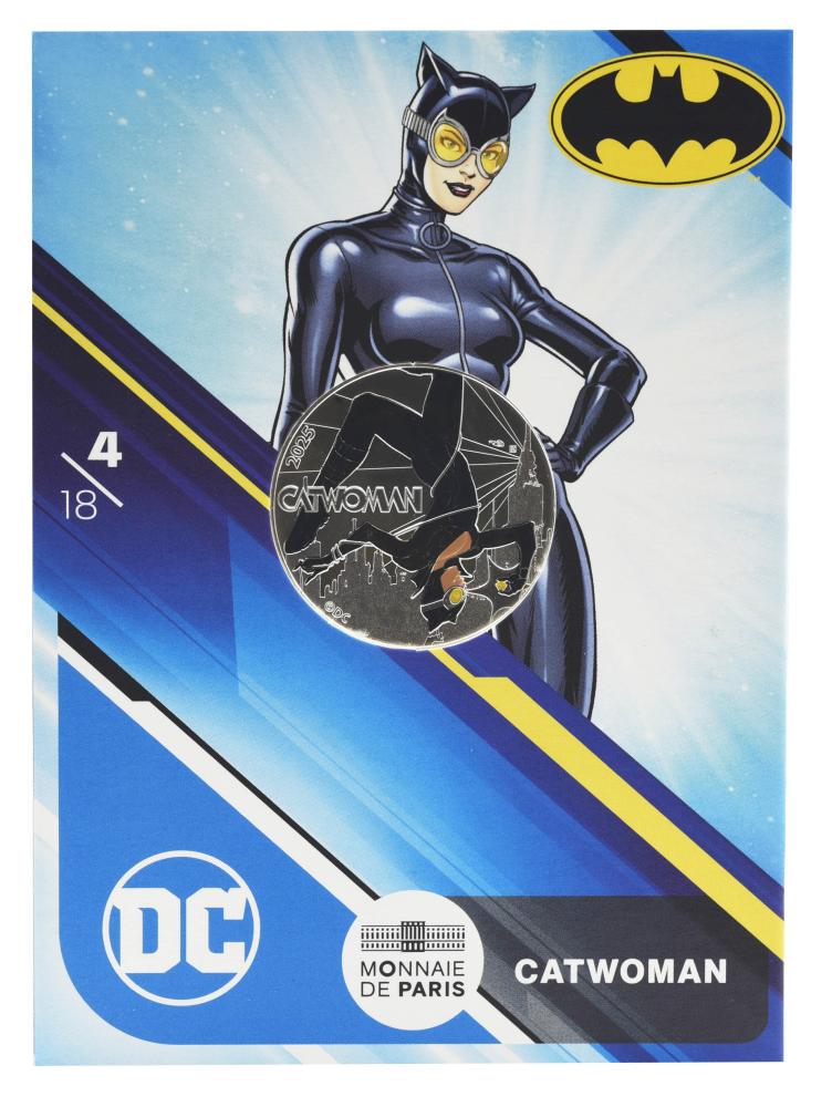 Коллекционная монета Франция 10 евро 2025 серебро UNC Комиксы DC-4/18-Catwoman-Женщина-кошка (М24204)