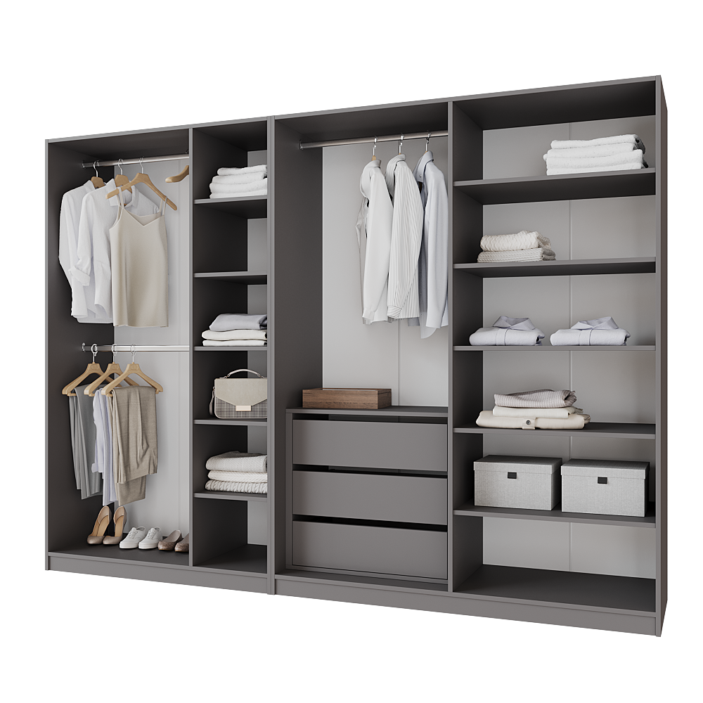 Шкаф распашной с тумбой Меблітренд Чиназес ЧиТ-2800 2800х500х2050 мм Графитовый/Белый (27352749) - фото 2 Шкаф распашной с тумбой Меблітренд Чиназес ЧиТ-2800 2800х500х2050 мм Графитовый/Белый (27352749) - фото 2