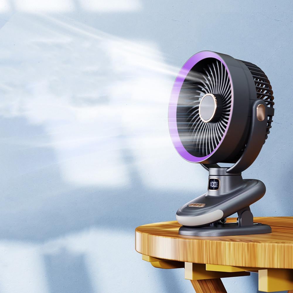 Вентилятор портативний настільний S6 3в1 2400mAh на прищіпці/з дисплеєм/з вбудованим акумулятором Grey ( S6 3in1) - фото 2