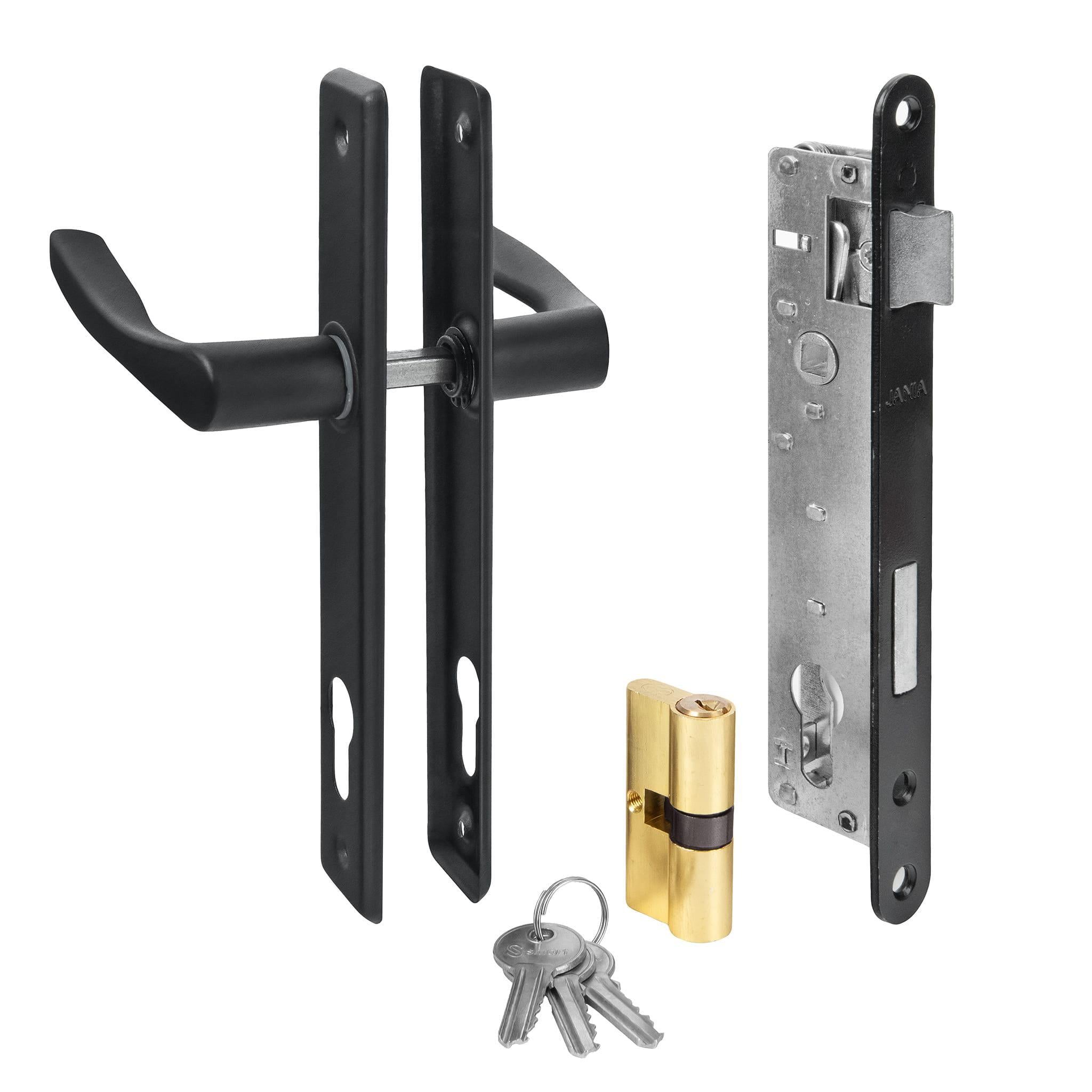 Комплект замка для хвіртки Jania 90/22 під серцевину ручки Nati 90 мм серцевина GMB 30/30 латунь 3 ключа Чорний (17747602)