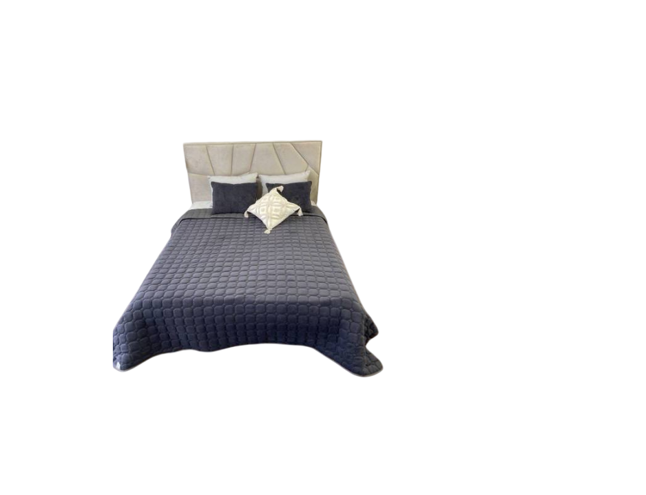 Покривало стьобане з подушками в комплекті 220х240 см Темно-синій Покривало стьобане з подушками в комплекті 220х240 см Темно-синій