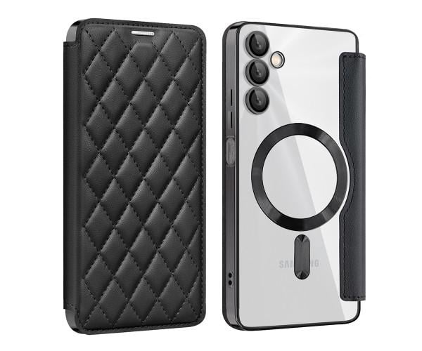 Чехол книжка Lingge Glass для Samsung Galaxy S24 FE с магнитным кольцом Чёрный