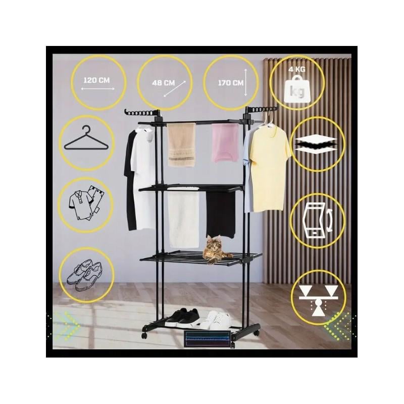 Сушарка складна Ecarla SU02 для білизни трирівнева Чорний (Ecarla SU02CZ) - фото 5 Сушарка складна Ecarla SU02 для білизни трирівнева Чорний (Ecarla SU02CZ) - фото 5