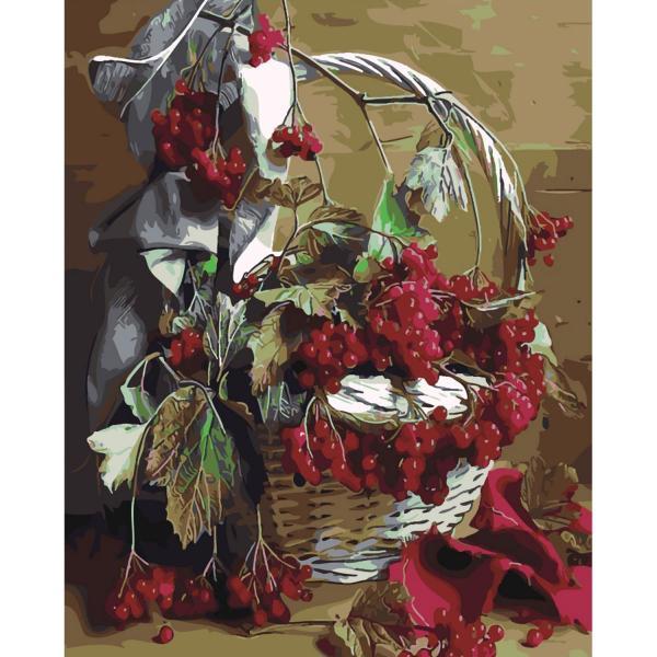 Картина по номерам Strateg Натюрморты Рябиновый натюрморт 40х50 см в термопакете (SY6386-mt)