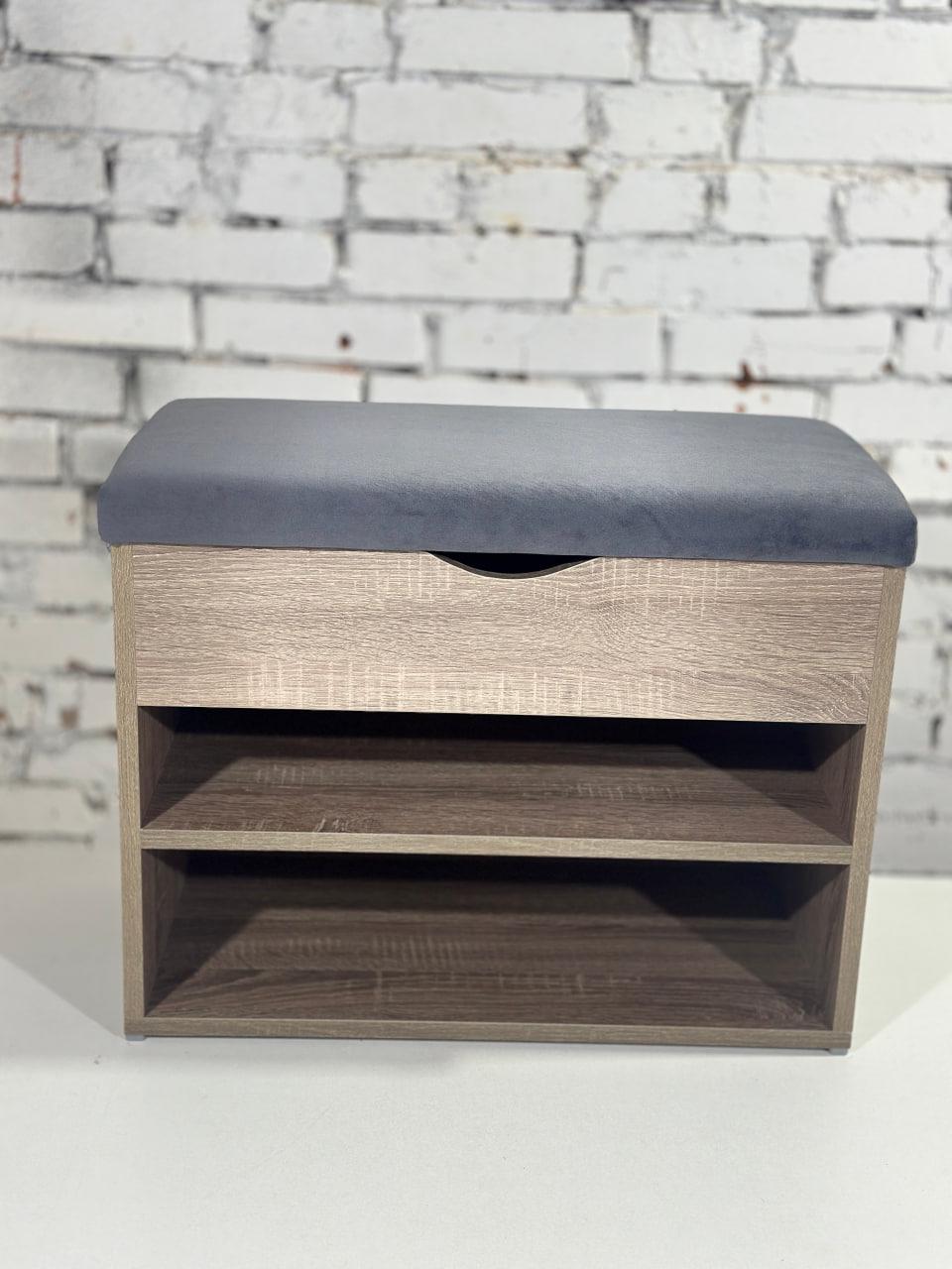 Тумба для обуви ДСП/ткань 30х80х45 см Сонома трюфель/Графитовый - фото 2 Тумба для обуви ДСП/ткань 30х80х45 см Сонома трюфель/Графитовый - фото 2