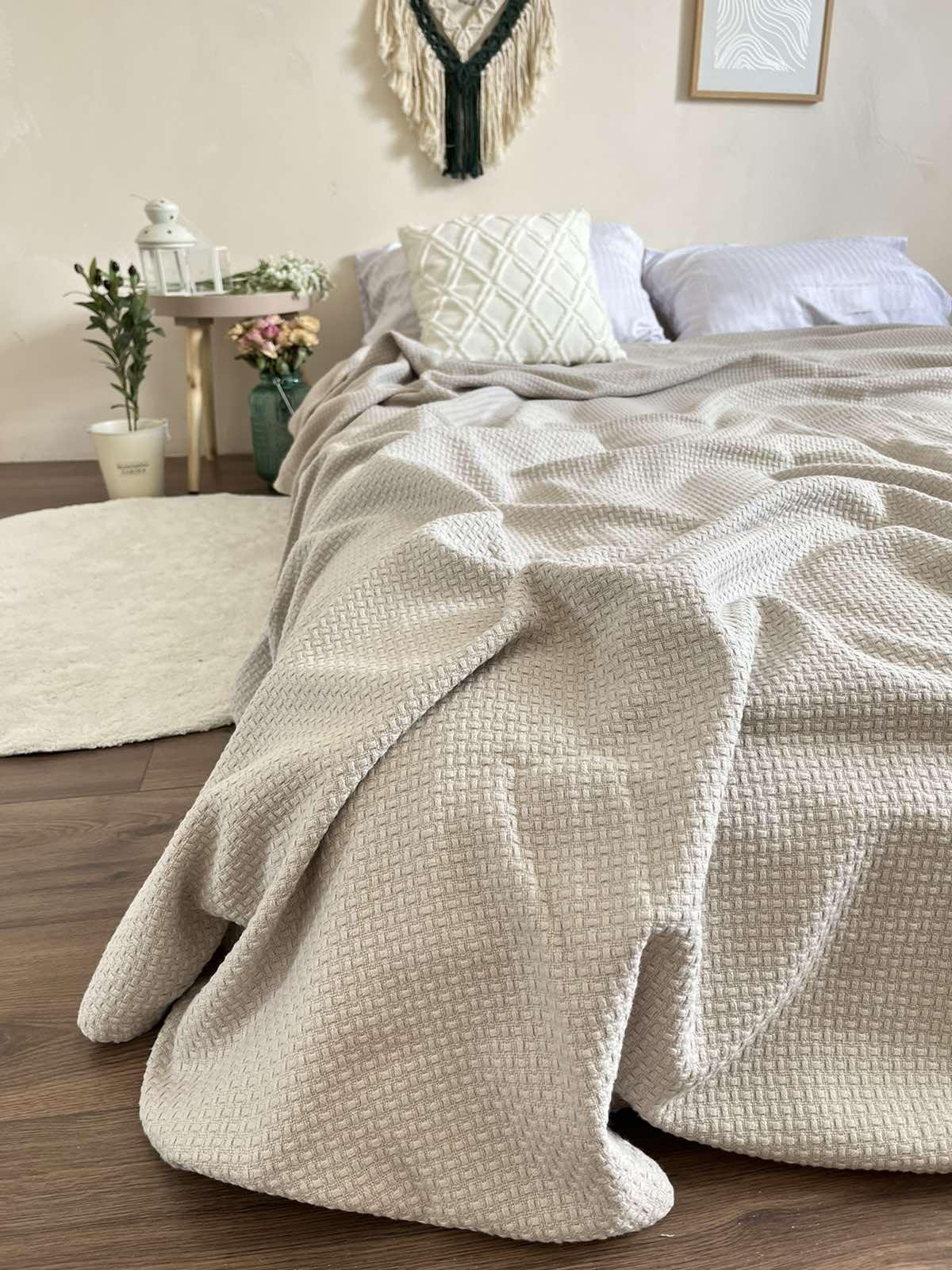 Покрывало хлопковое Wheat 220х240 см Серо-бежевый (18998882) - фото 5 Покрывало хлопковое Wheat 220х240 см Серо-бежевый (18998882) - фото 5