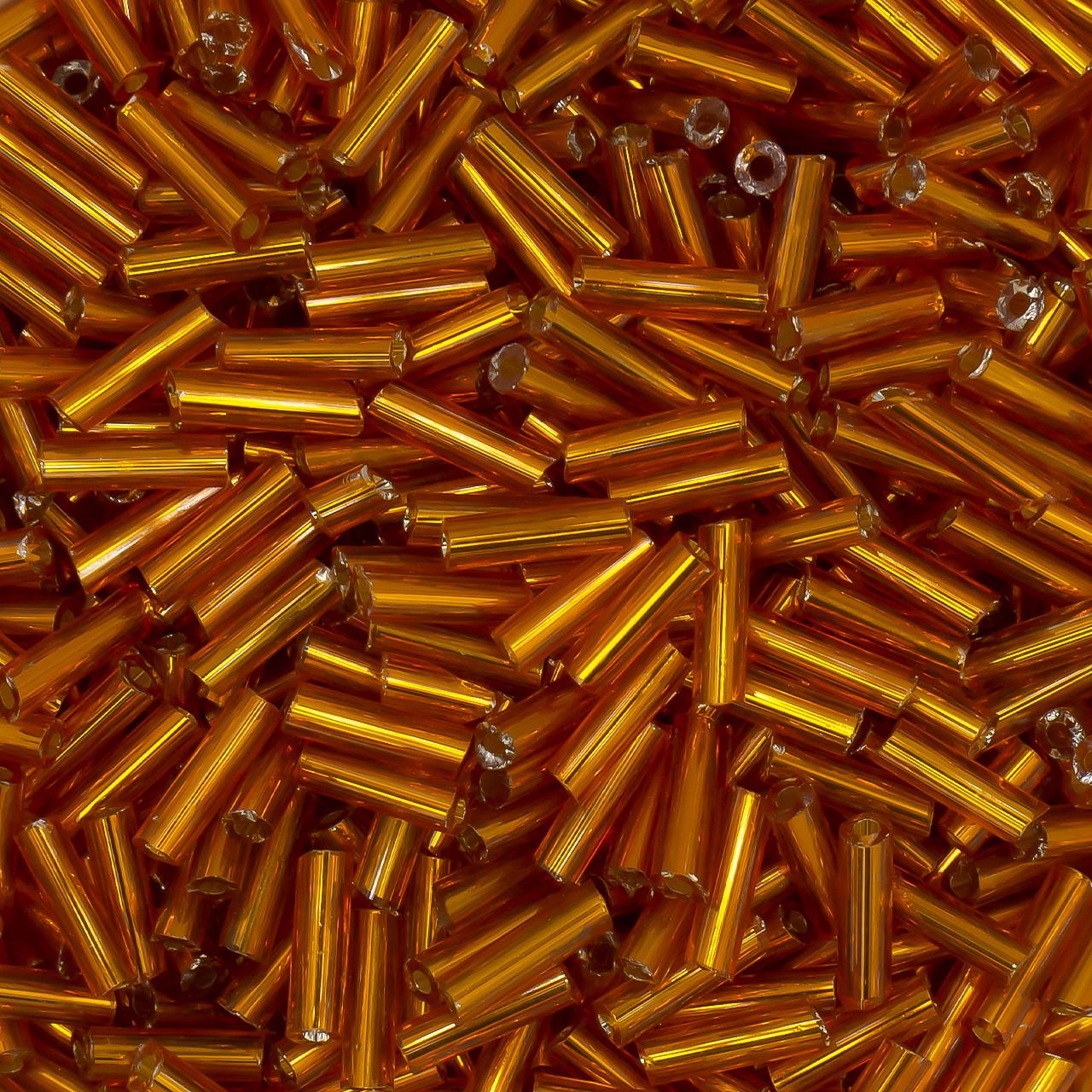 Бисер стеклярус блестящий непрозрачный 6 мм 25 г Оранжевый (БР0006с33)