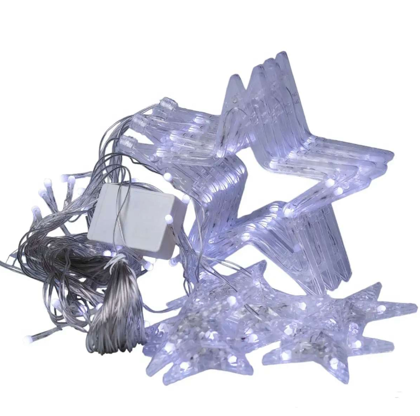 Гірлянда-штора Зірки розмір 3х0,7 м 12 фігур Білий