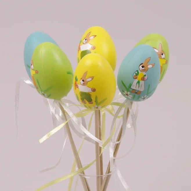 Декорация пасхальная на пике Flora Писанка микс 6 шт. (44088)