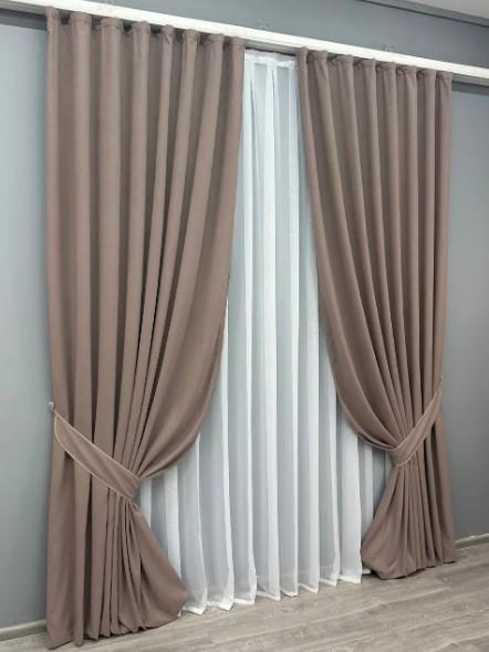 Штори в вітальню/спальню Petek з мікровелюру 1,5х2,9 м 2 шт. Какао (1825ш 33-0811) - фото 2