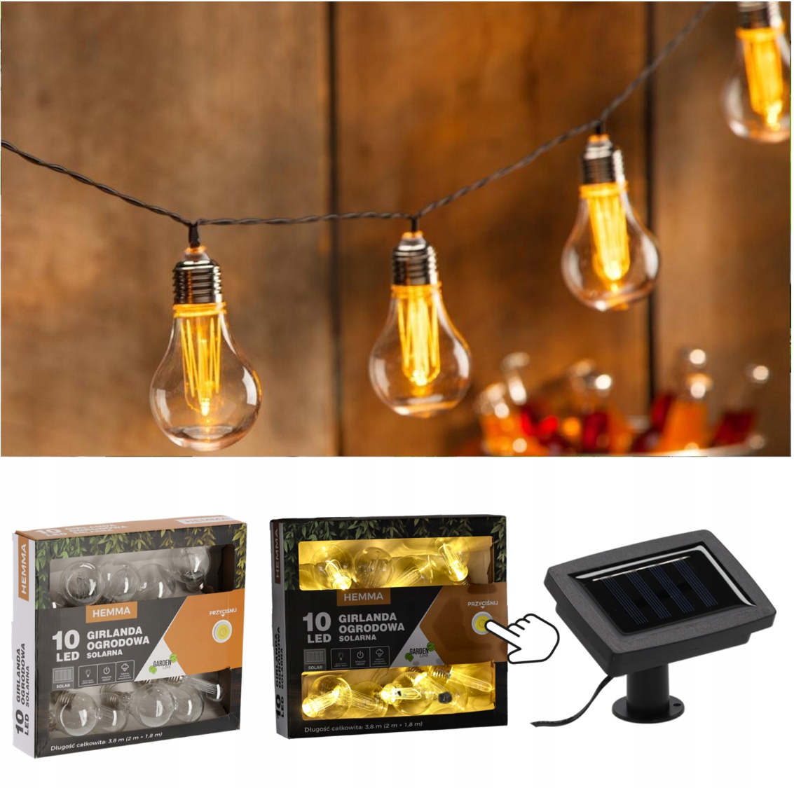 Гирлянда солнечная для сада GardenLine SOL3606 10 LED теплый белый 3,8 м (1210) - фото 6 Гирлянда солнечная для сада GardenLine SOL3606 10 LED теплый белый 3,8 м (1210) - фото 6