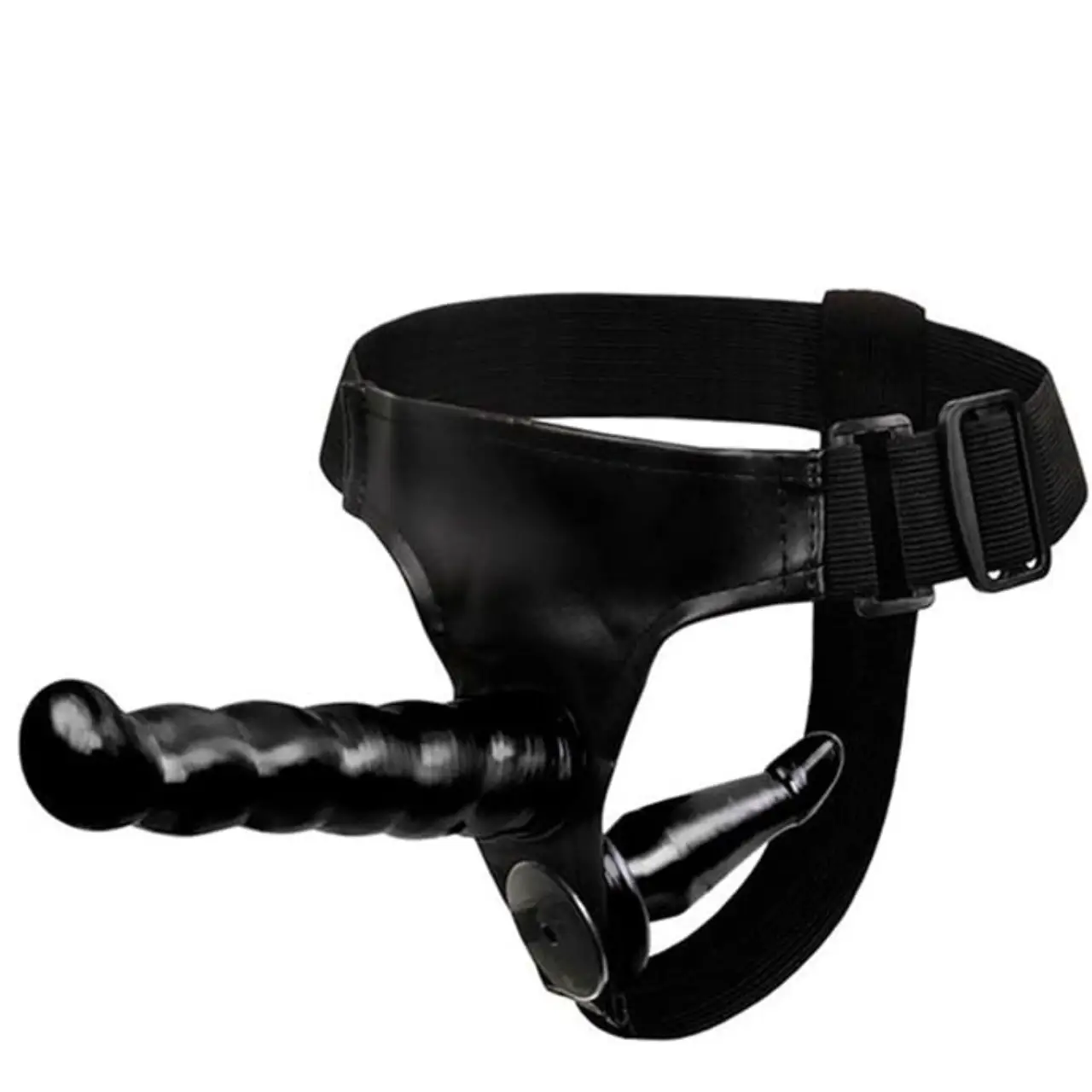 Страпон подвійний 16,5/10,5 см на ременях G-Strap подвійне проникнення Чорний (33756003)
