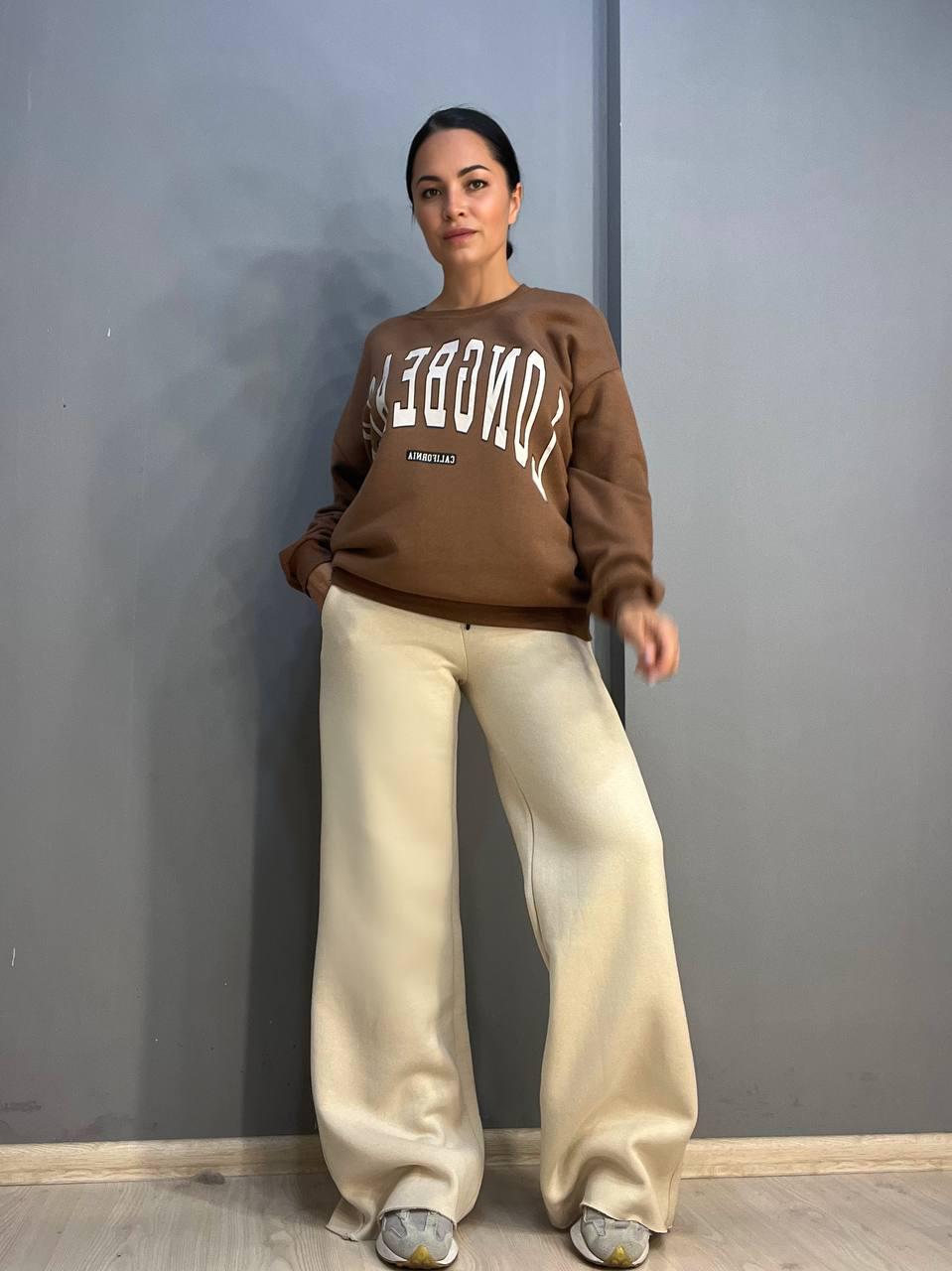 Свитшот женский QUZEN 488 long beach флис утепленный M Коричневый (883) - фото 4 Свитшот женский QUZEN 488 long beach флис утепленный M Коричневый (883) - фото 4