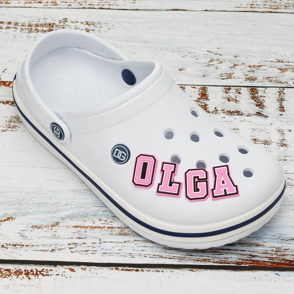 Джибитсы для кроксов набор розовых букв OLGA 4 шт. (2092689448)
