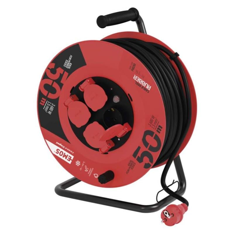 Удлинитель сетевой Emos P08250 4 розетки 50 м 1,5 кв. мм резина (36480343)