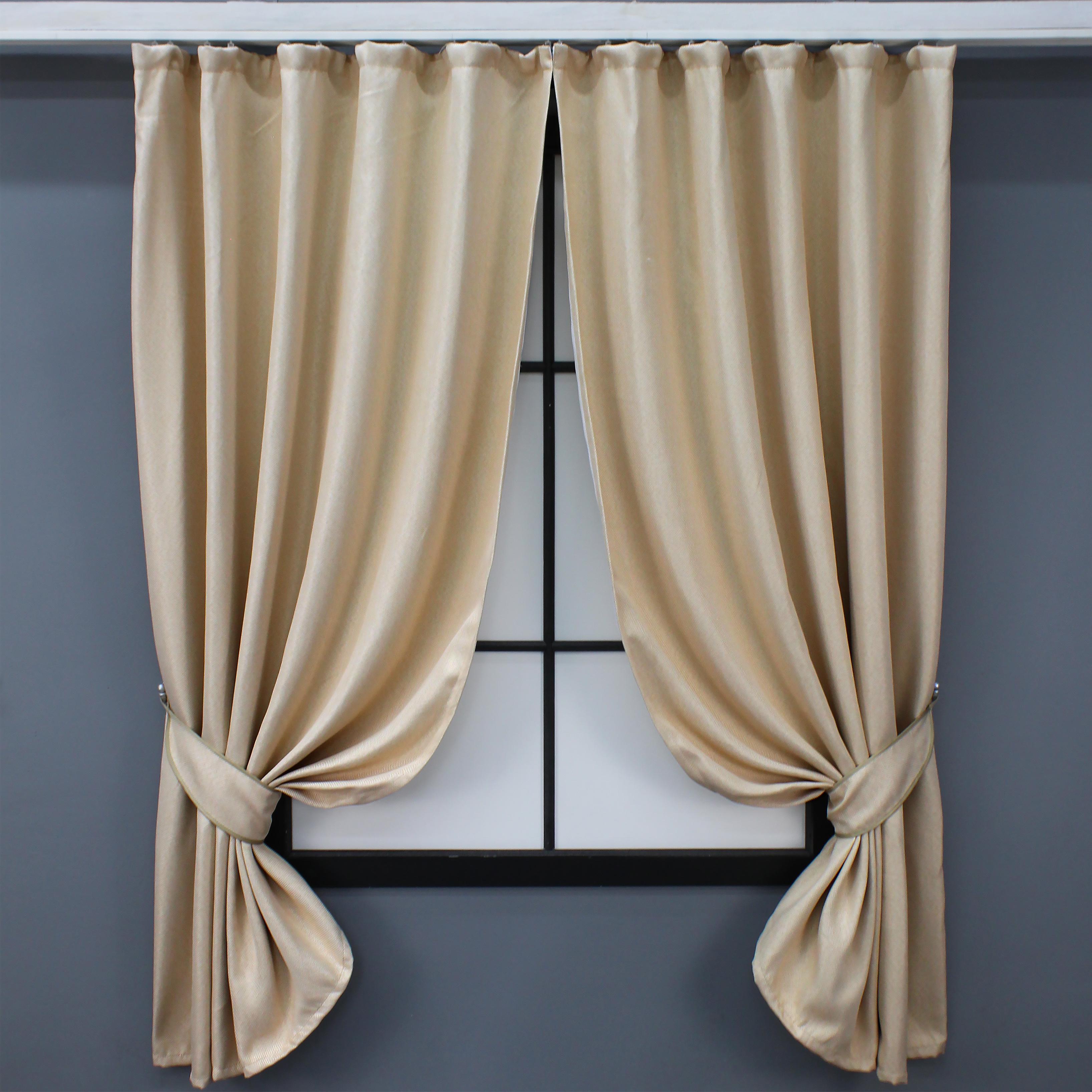 Комплект коротких штор VR-Textil Лен-блэкаут Лен Мешковина № 1162ш 130х170 см 2 шт. Бежевый (35-0097)