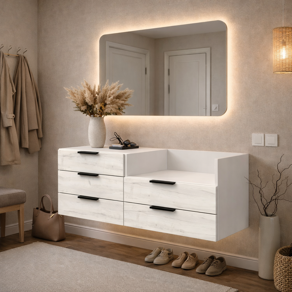 Тумба прикроватная ТП9 SENAM 450х1100х400 мм ДСП Дуб Крафт Белый (ТП9.45.110.40.2) Тумба прикроватная ТП9 SENAM 450х1100х400 мм ДСП Дуб Крафт Белый (ТП9.45.110.40.2)