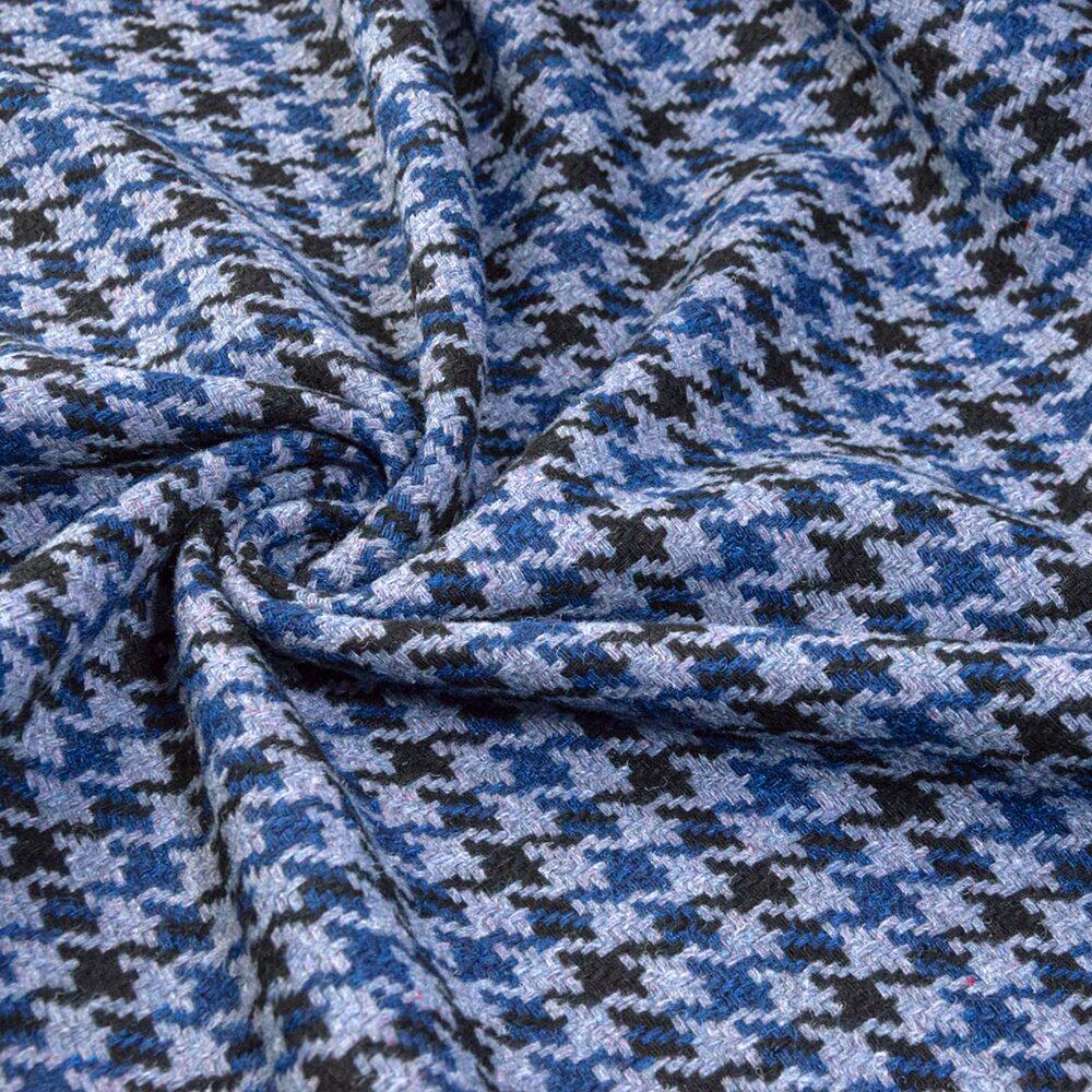 Ткань пальтовая Лапка Сине-черный (19497)