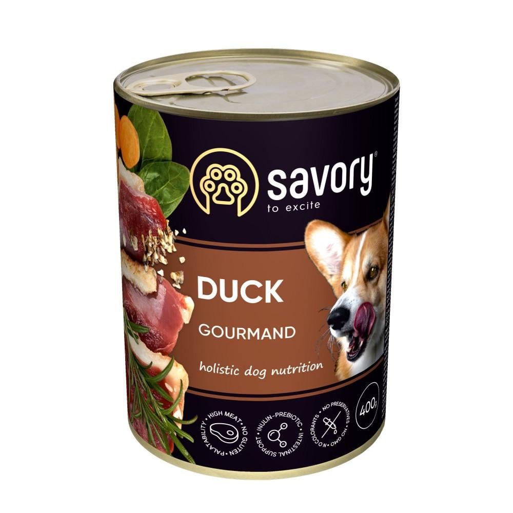 Корм влажный Savory Dog Gourmand Duck паштет для взрослых собак всех пород с уткой 400 г (4820232630945)
