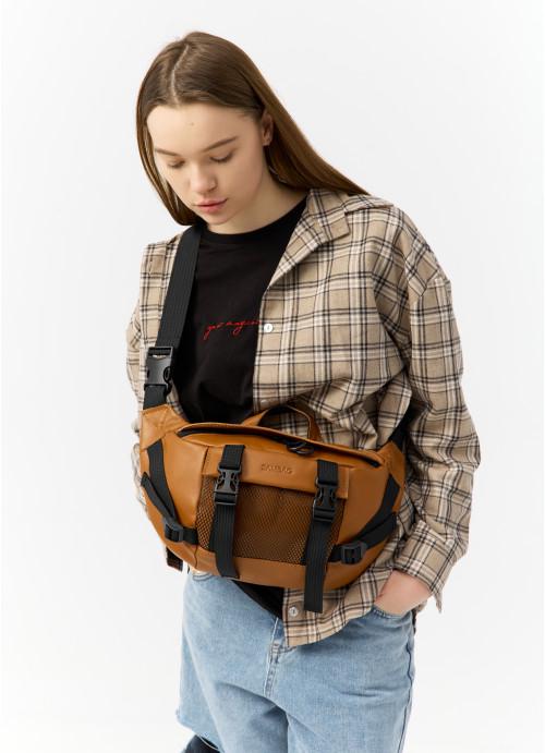 Поясная сумка женская Sambag из натуральной кожи Коричневый (1016038721)