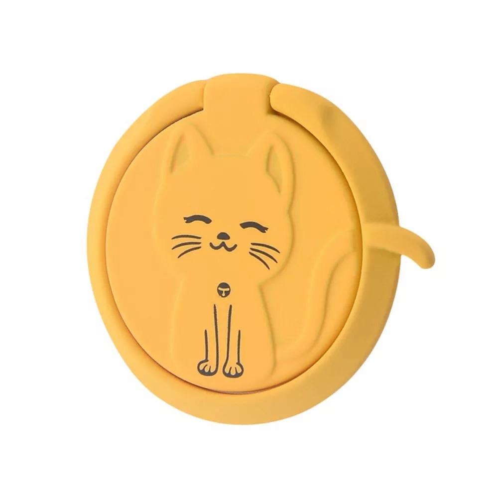 Тримач-кільце для телефону Cat з підставкою Жовтий (13925397)