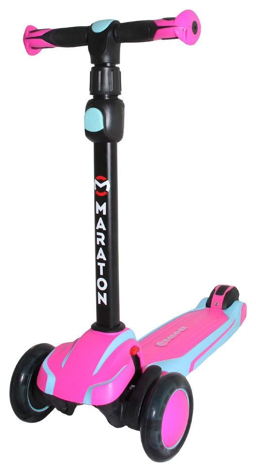 Самокат трехколесный Maraton Global с быстрым складыванием Розовый