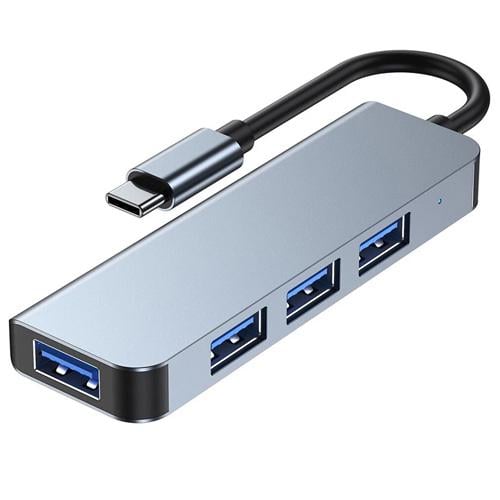USB-хаб разветвитель USB 3.1 Type-C to 4xUSB 3.0/USB 2.0 BC1.2 металл Grey (510266)