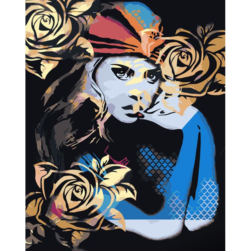 Картина по номерам Strateg Премиум Арт-девушка с лаком 40х50 см (GS1443)