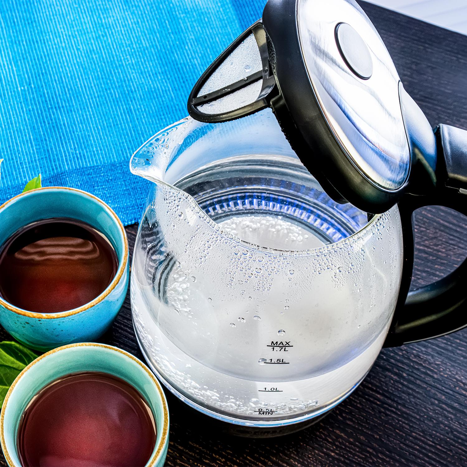 Електрочайник First FA-5404-2-BA glass 1,7 л 2200 Вт Black (26449824) - фото 5 Електрочайник First FA-5404-2-BA glass 1,7 л 2200 Вт Black (26449824) - фото 5