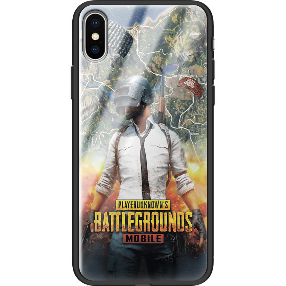 Чохол Boxface iPhone XS PUBG Mobile Чорний силікон зі склом (35413-up2309-38330)