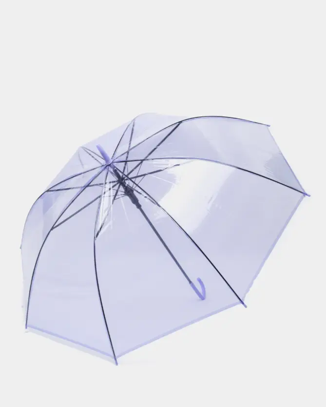 Зонтик подростковый фиолетовая ручка Прозрачный
