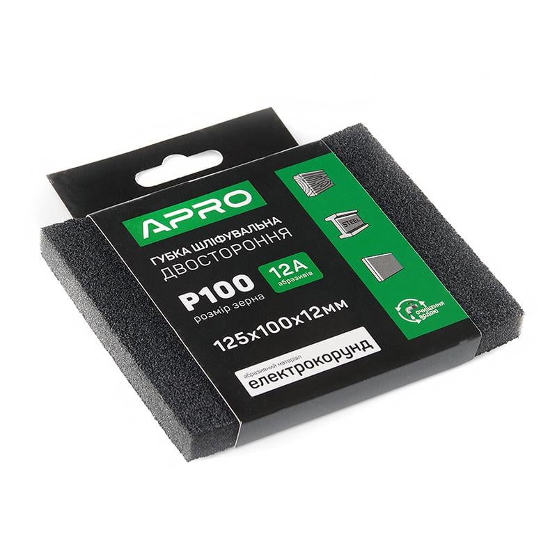 Губка шлифовальная Apro двусторонняя Р100 125х100х12 мм (828123)