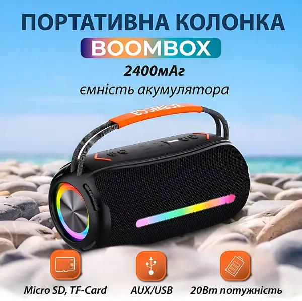 Портативна колонка BOOMSBOX 360 BT/TF/USB/AUX з підсвіткою 20 Вт Чорний (260678) - фото 8