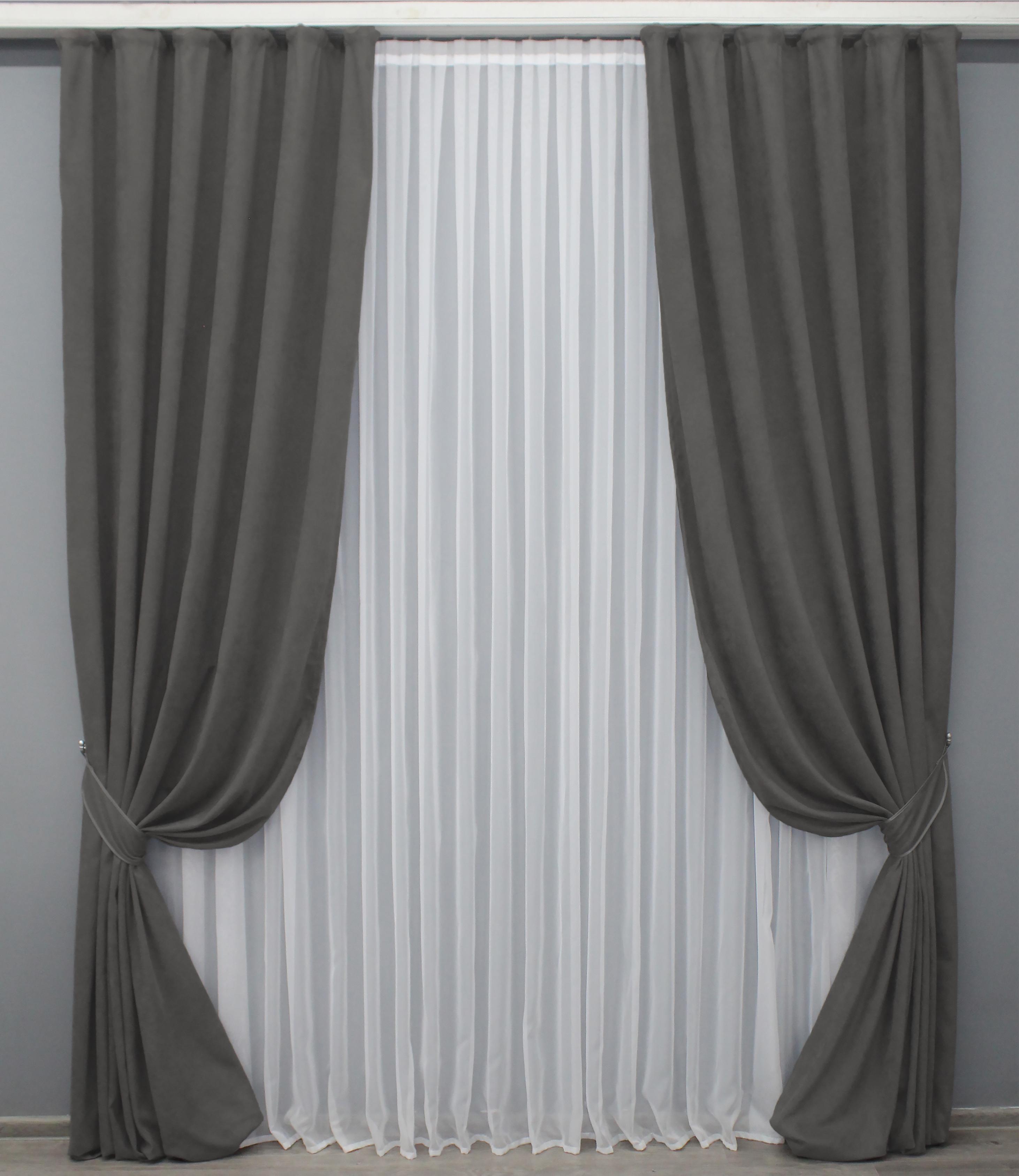 Комплект штор VR-Textil Petek №1484ш микровелюр 100х280 см 2 шт. Серый (31-771)