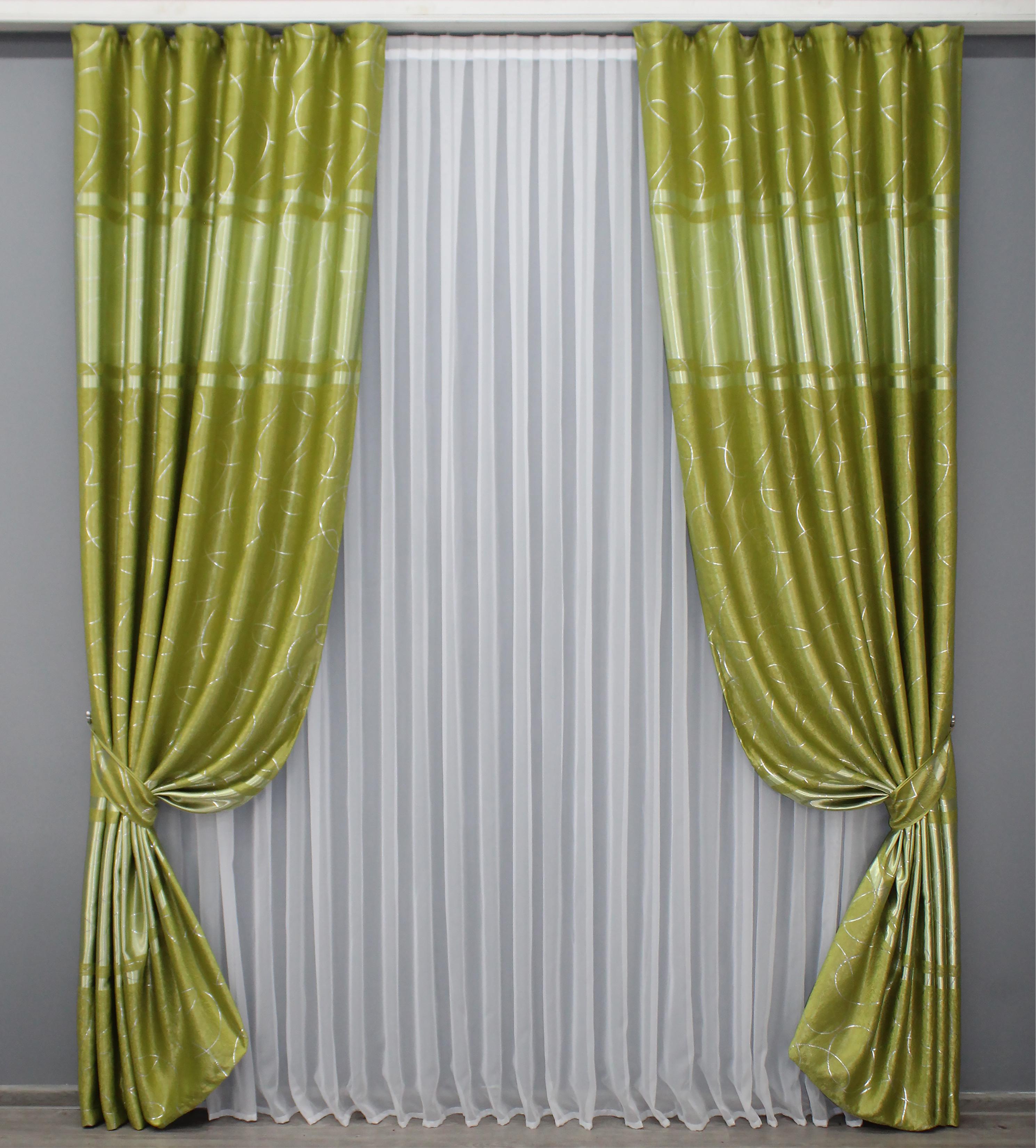 Комплект готовых штор VR-Textil Софт Лиана № 462ш 150х270 см 2 шт. Оливковый (30-202)