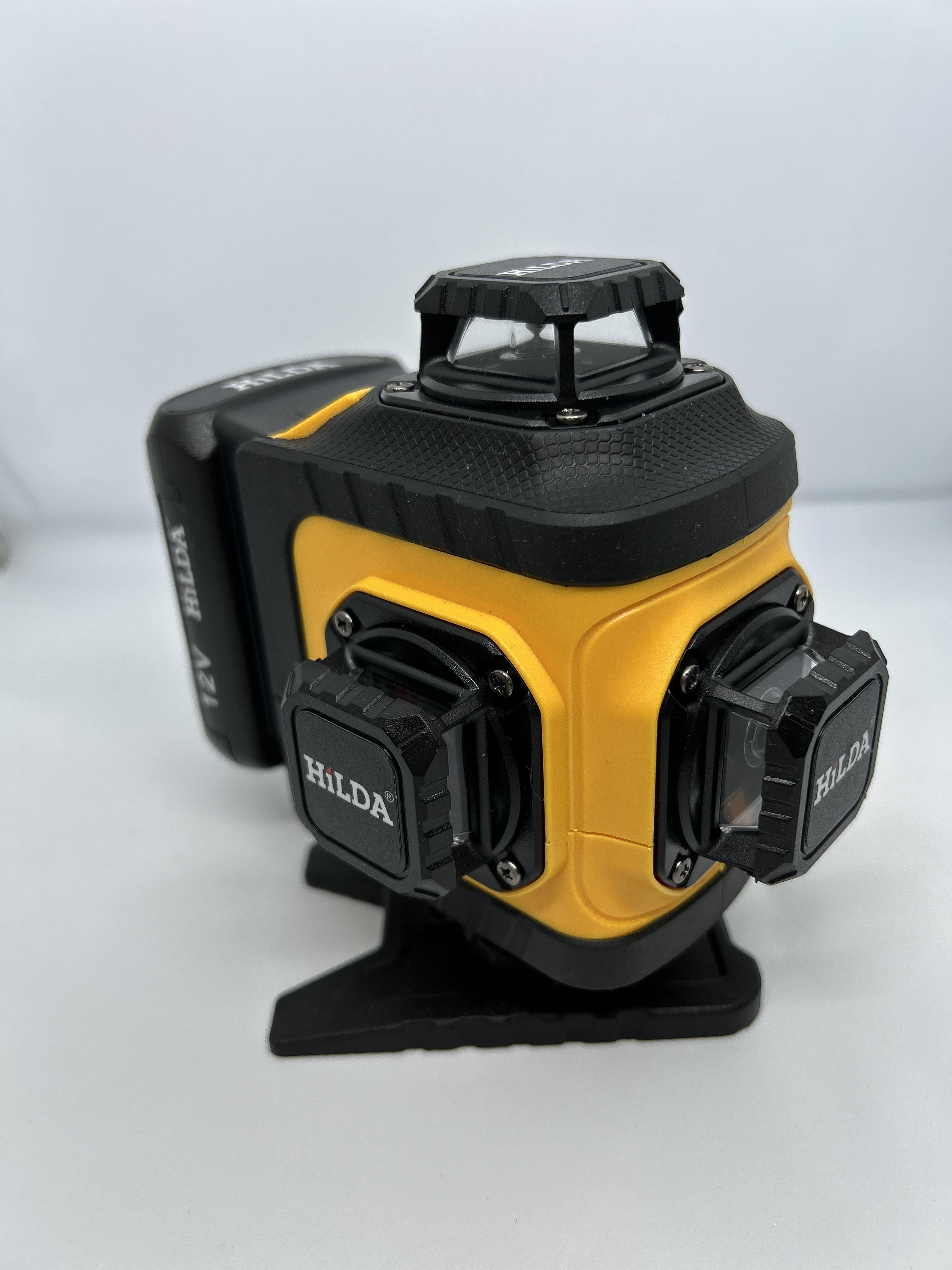 Лазерный уровень с зеленым лучом на 16 линий 360 градусов Hilda 4D Quick solution с поворотным основанием и башнями - фото 10