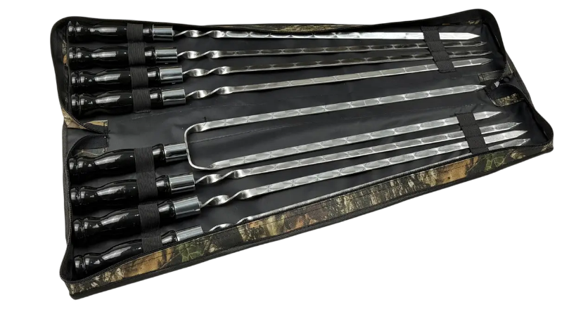 Набор шампуров GrillMaster Блэк NB-2275 с двойным шампуром сталь 3 мм 8 пр. Черный (10-164-NB-2275)