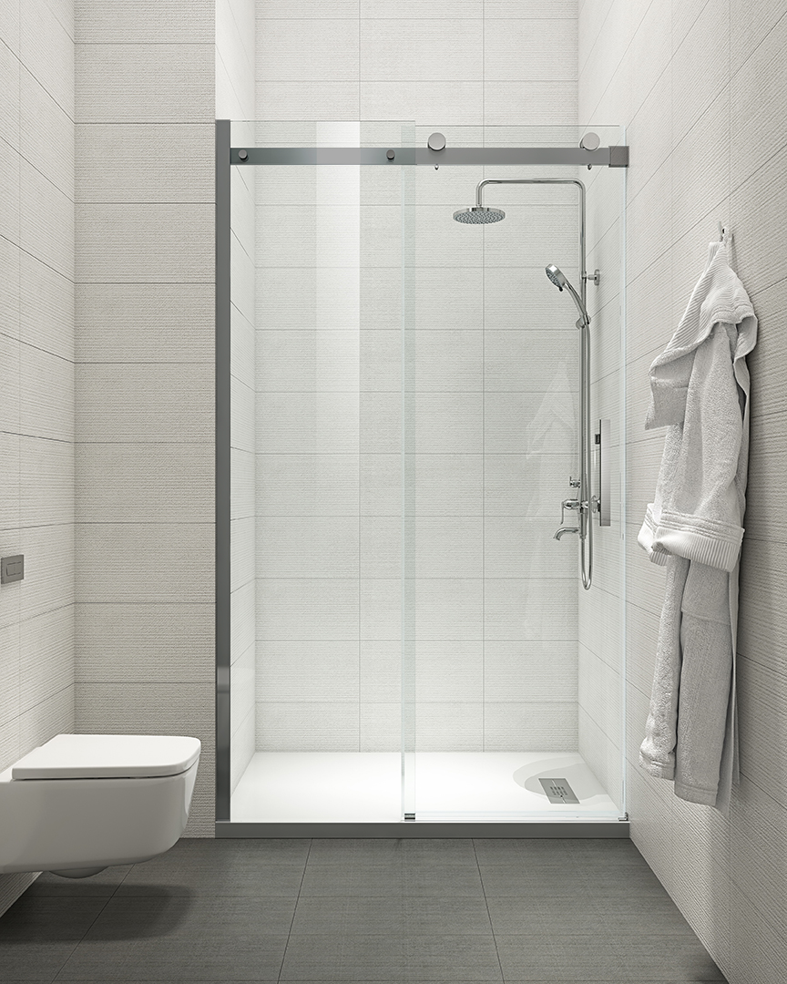 Душевая дверь в нишу KOER SR SD01-120x200-TR-07 прозрачное стекло Easy Clean 8 мм Графитовый (KR5378) - фото 5