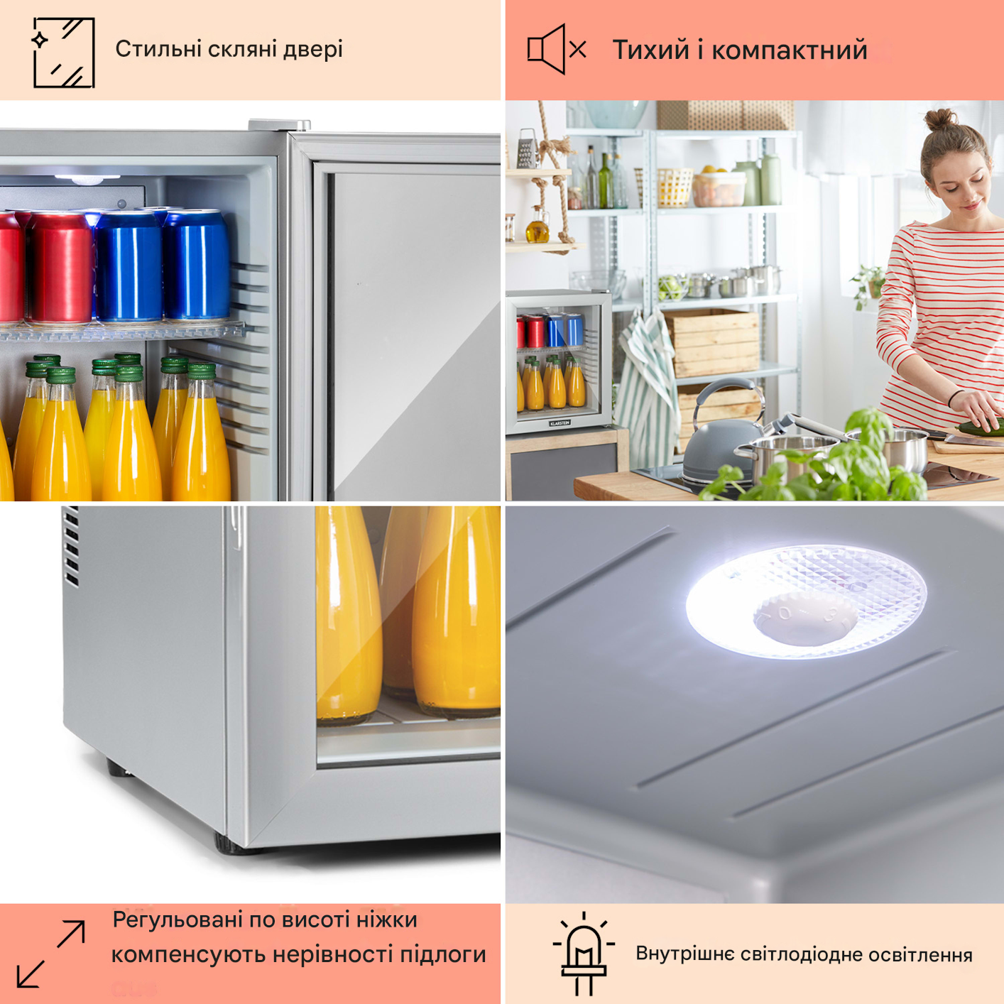 Холодильник витрина KLARSTEIN Brooklyn 32 л 12-18 °C Серый (10035226) - фото 3