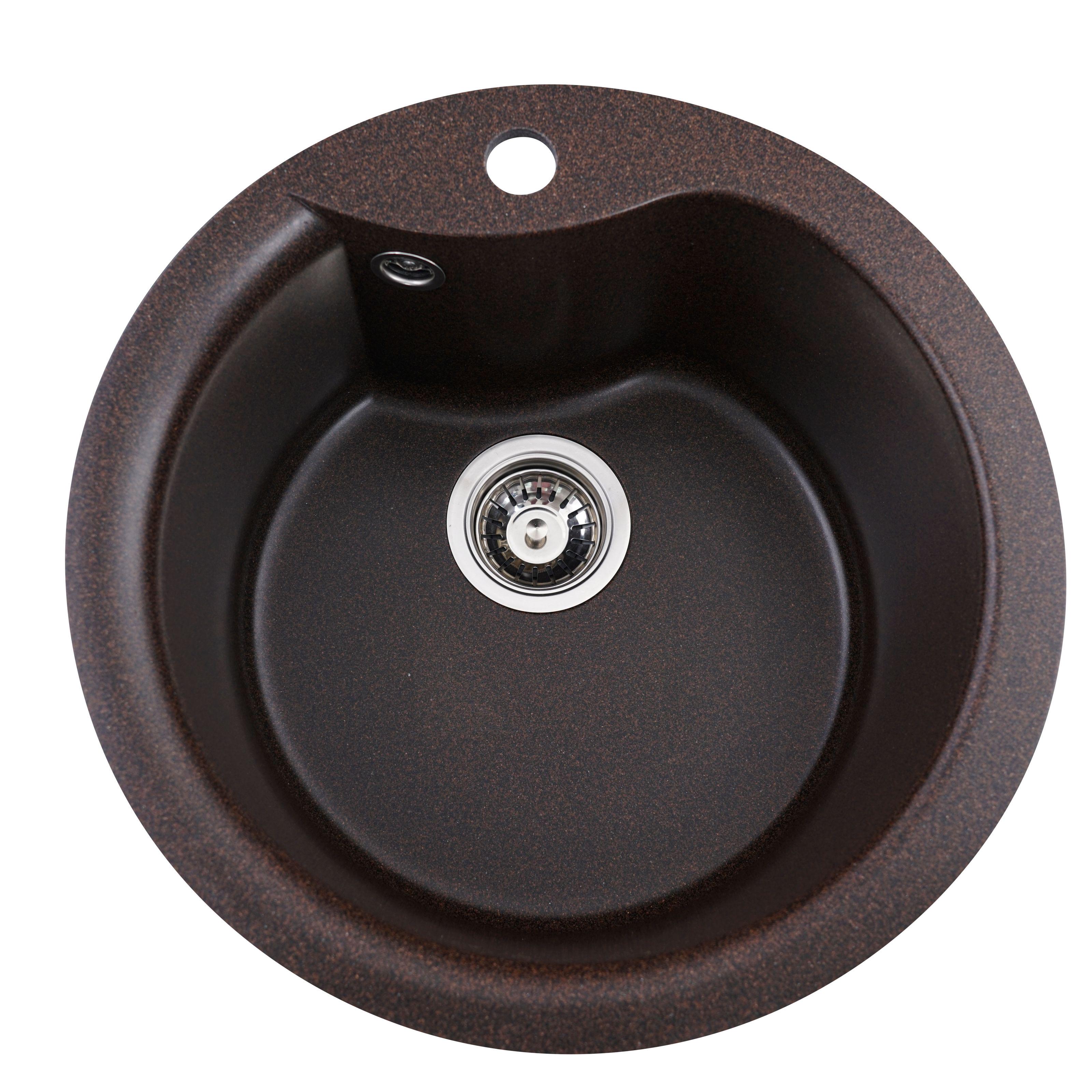 Мийка кухонна Platinum PLS-A25050 гранітна кругла 480x480 мм Коричневий (151972)