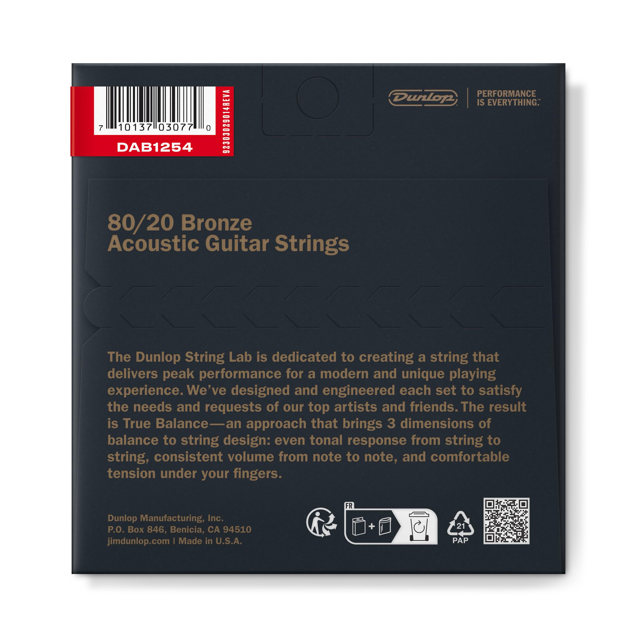 Струны для акустической гитары Dunlop DAB1254 80/20 Bronze (114567) - фото 2