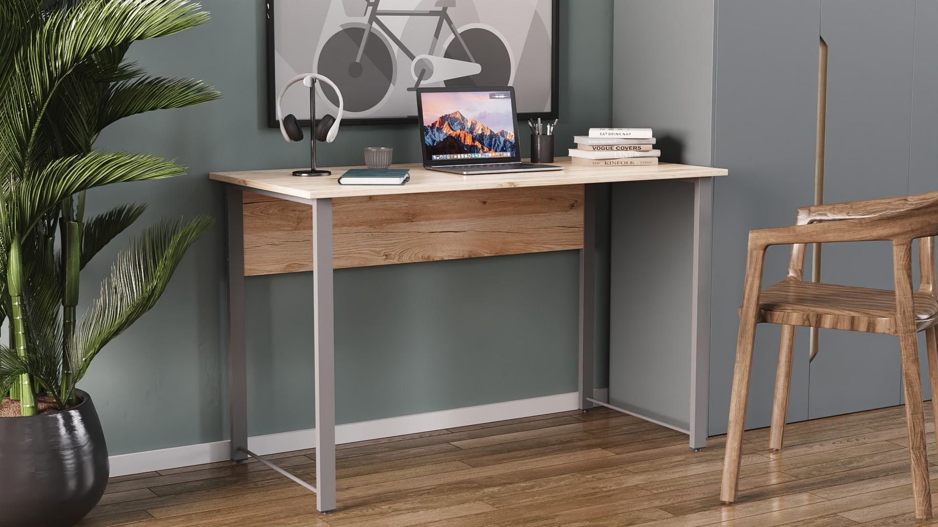 Стол компьютерный Ferrum-decor Курт ДСП 32 мм 75x120x70 см Серый/Дуб Сан-Марино (FRD-101875)