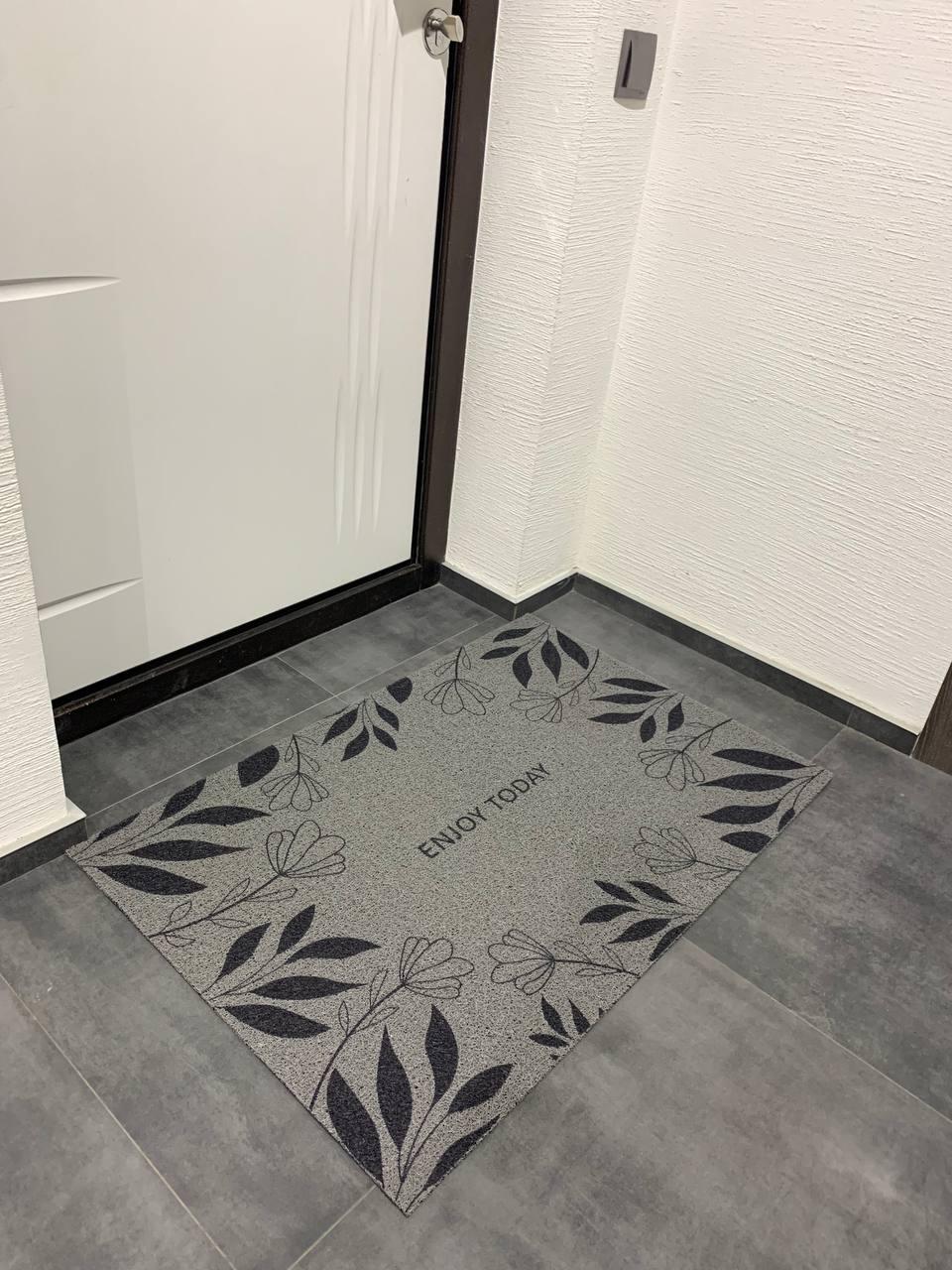 Грязезащитный коврик для входной двери Растительный мотив резиновый 120х120 см (T01)