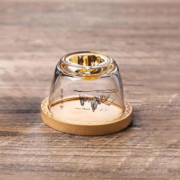 Стакан на бамбуковой подставке Olens Золотая гора 100 мл (102-574)