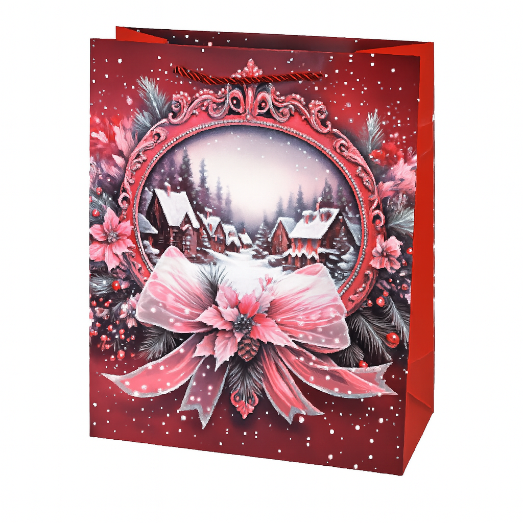 Подарочный пакет New Year's holidays R34831-L 31х41х12 см Красный (30651770)